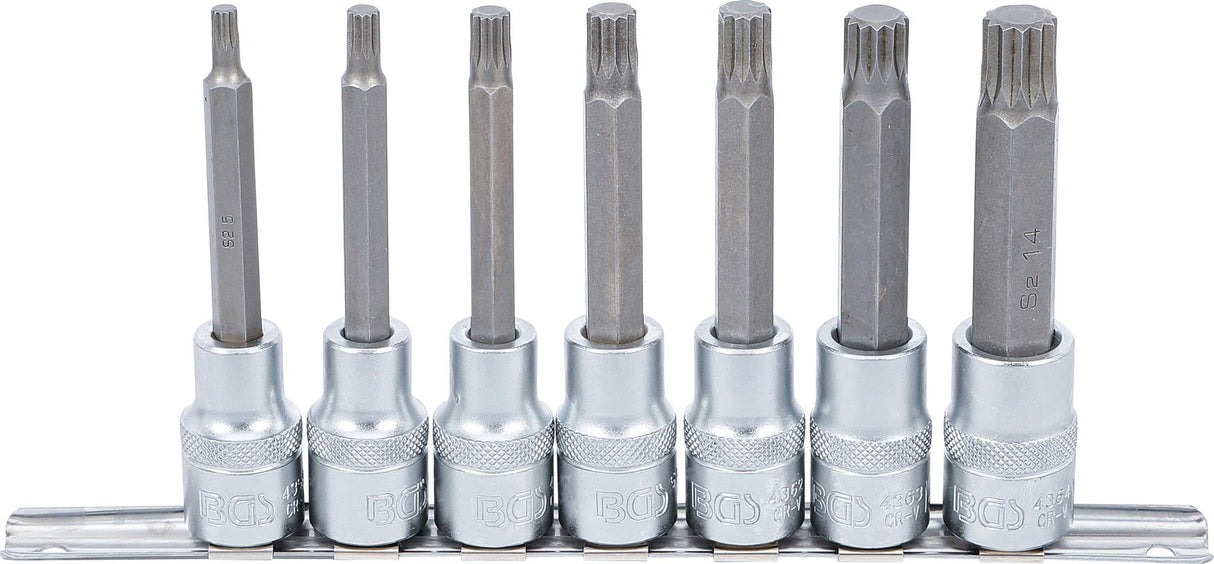Įpresuotų antgalių rinkinys | 12.5 mm (1/2") | Spline (XZN) | M5 - M14 | 7 vnt. (5175)