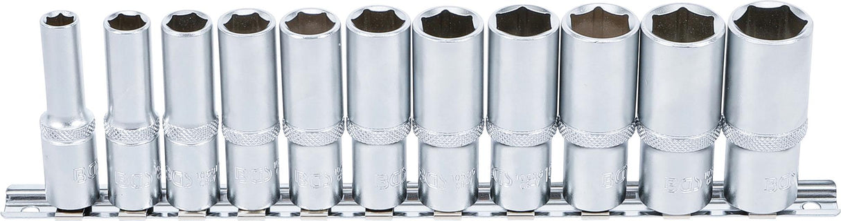 Ilgų galvučių rinkinys, šešiakampės | 10 mm (3/8") | 8 - 19 mm | 11 vnt. (2222)