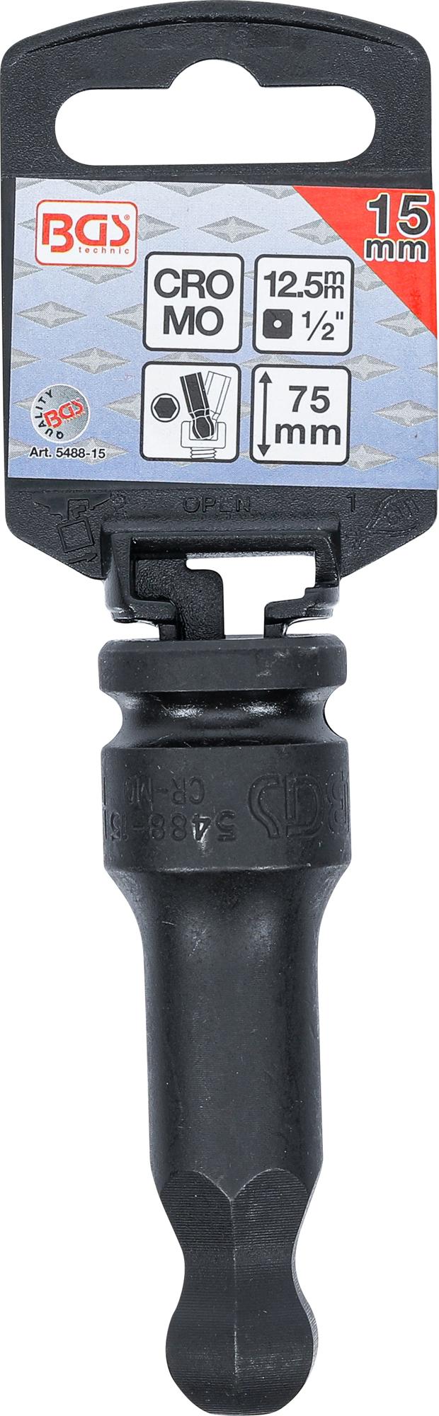 Smūginis antgalis | 12,5 mm (1/2") | hex šešiakampis 15 mm | šarnyrinis (5488-15)