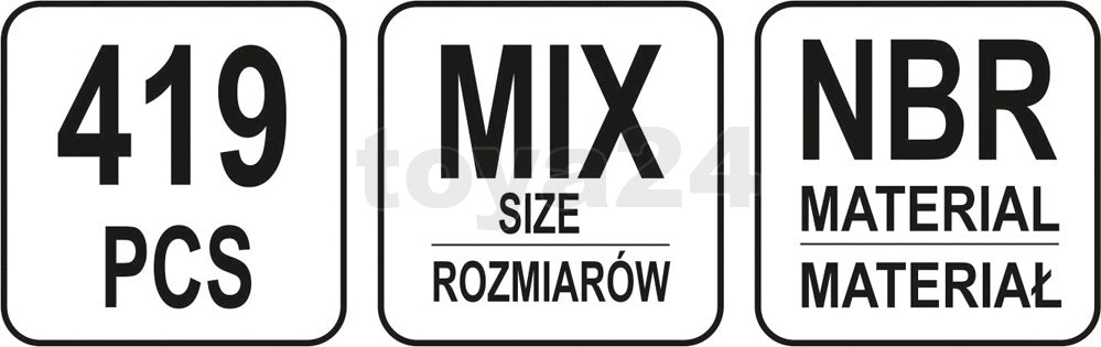 Manžetų rinkinys | 3 - 50 mm Ø | 419 vnt. (YT-06876)
