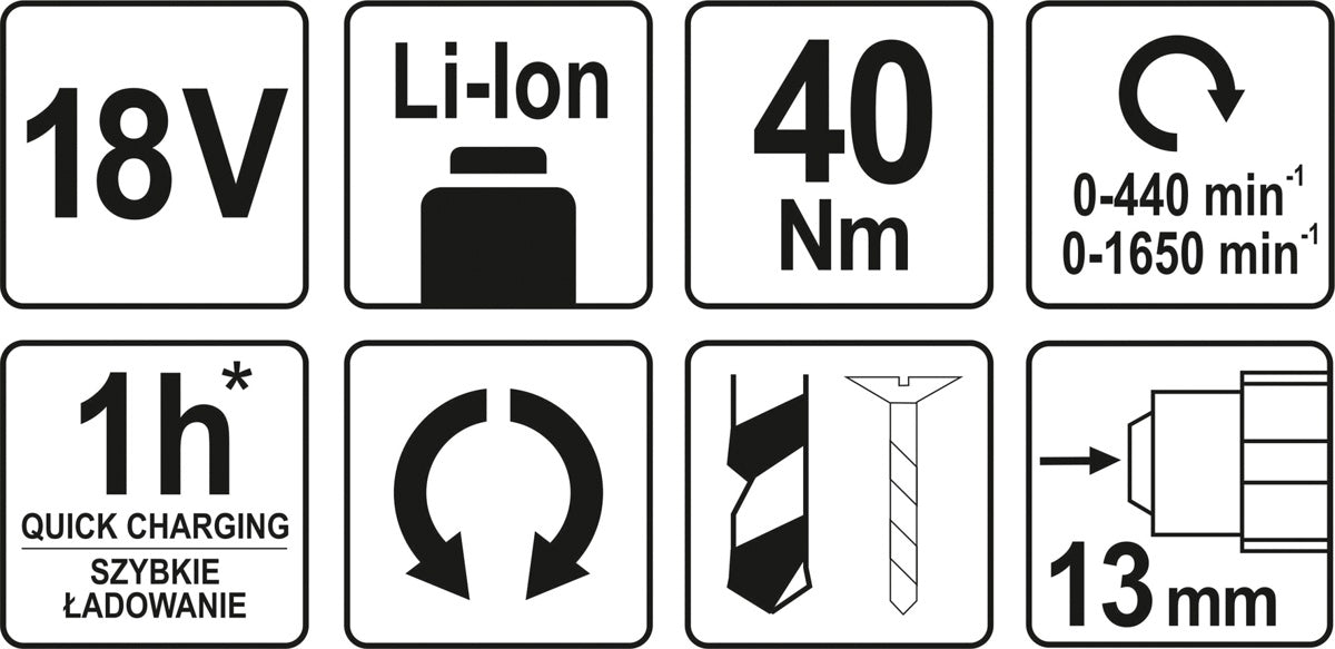 Аккумуляторная дрель-шуруповёрт LI-ION 18V 2 скорости, без аккумулятора