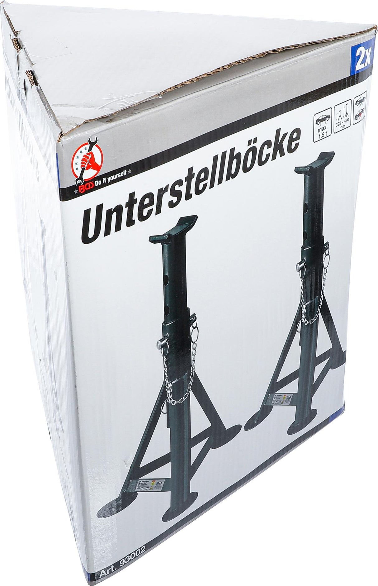 Ašių stovai | Keliamoji galia 1500 kg | eiga 322 - 490 mm | 2 vnt. (93002)