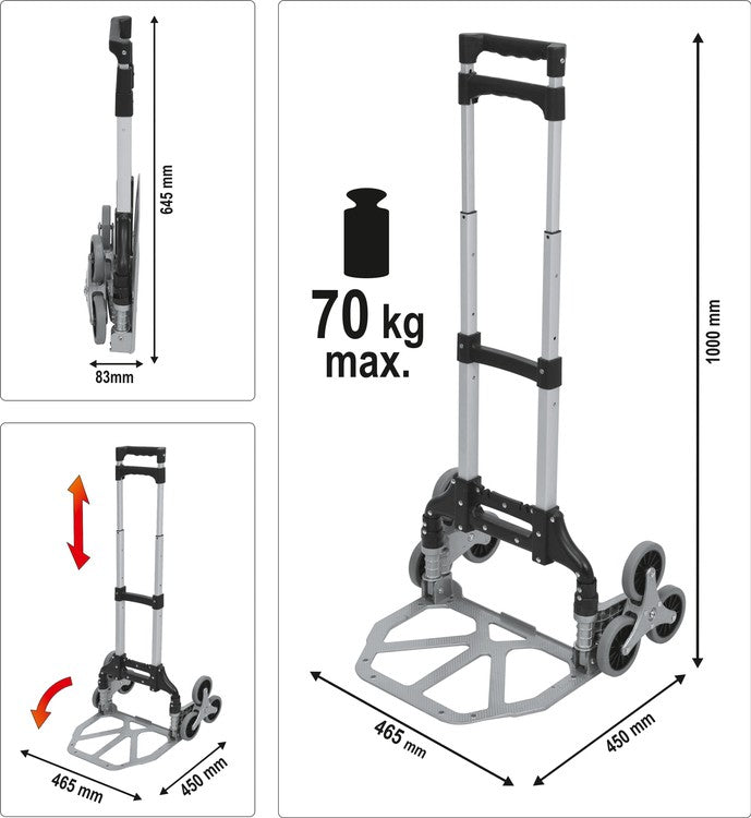 Transportavimo vežimėlis laiptais | keliamoji galia 70 kg (78662)