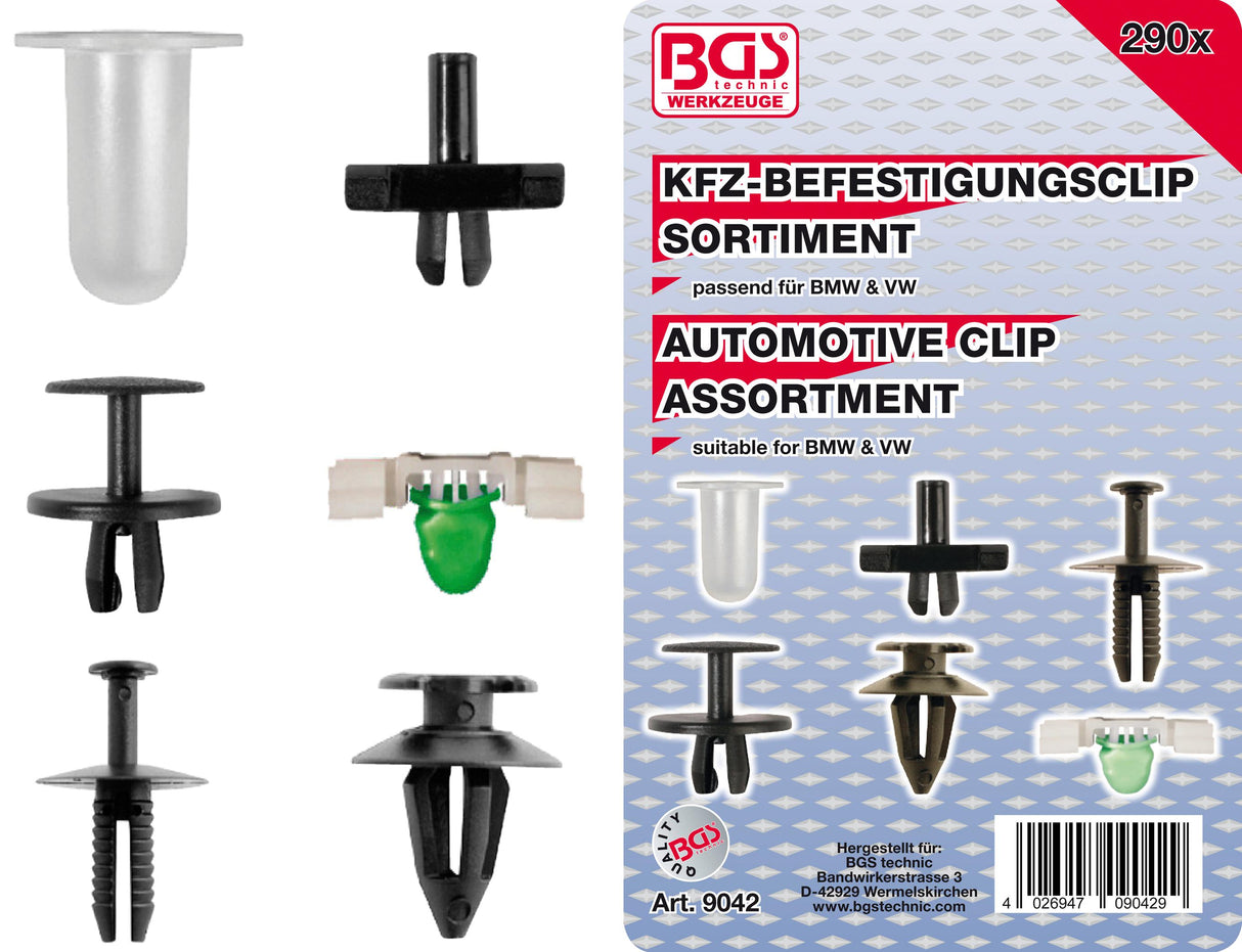 Automobilinis klipsų asortimentas BMW, VW | 290 vnt. (9042)