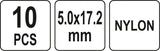 Kniedės plastikinės | 5,0 x 17,2 mm | 10 vnt. (YT-35982)