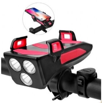 BICYCLE LIGHT WITH PHONE HOLDER | SIGNAL | MULTIFUNCTION / POWERBANK | USB | 3 LED (RBL3)