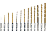 Grąžtų rinkinys su Hex 6.3 mm (1/4") galu | titano nitridas | 1.5 - 6.5 mm | 13 vnt (21655)