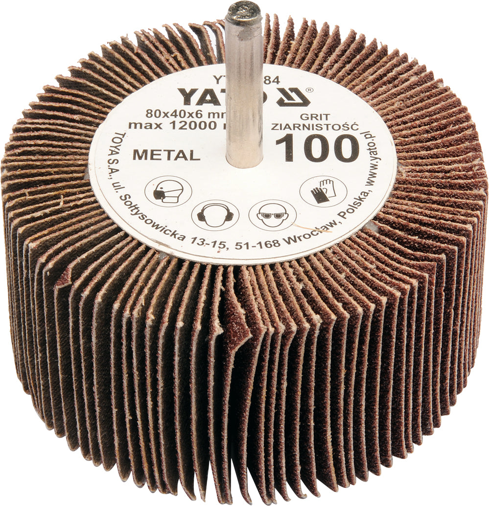 FLAP WHEEL W. SHAFT 80X40X6 P60 (YT-83382)