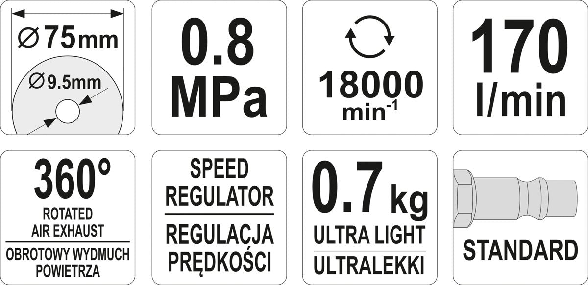 Пневматический дисковый резак | с рукояткой | 75 mm