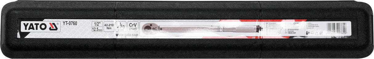 Dinamometrinis raktas | 12.5 mm (1/2") | 42 - 210 Nm. (YT-0760)