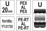 Indėklas U 20 mm presavimo replėms YT-21735 (YT-21741)