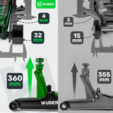 LOW PROFILE HYDRAULIC FLOOR JACK WITH WHEELS WÜBER W22001 | 90-360 MM | 2.5 T (W22001 )