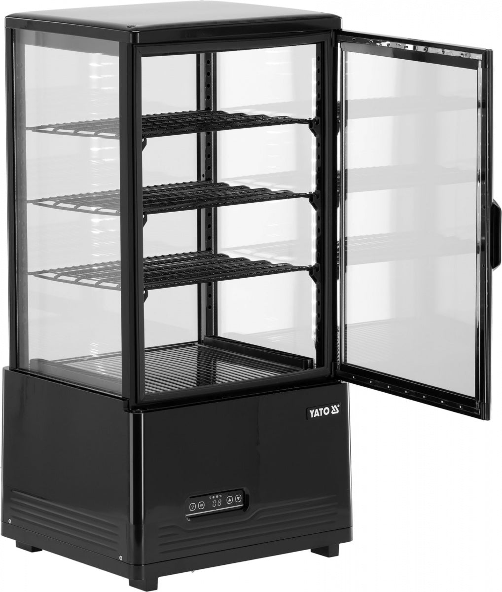 Profesionali šaldoma vitrina su LED apšvietimu 79L | 0–+12 °C | juoda (YG-05052)