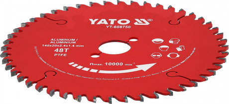 TCT pjovimo diskas aliuminiui ir spalvotiesiems metalams | 165 mm | 48 dantukai | 20 mm (YT-608751)