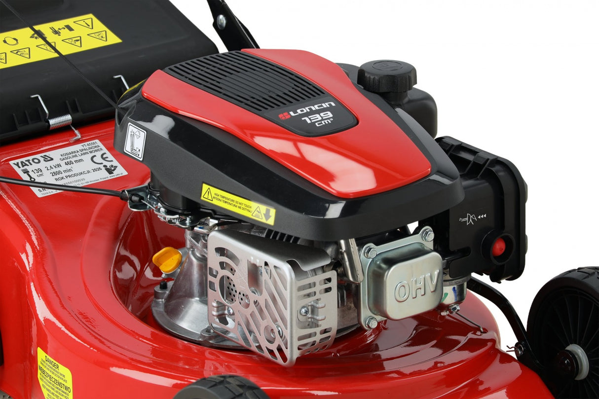 Benzininė vejapjovė su „Loncin“ 2,4 kW varikliu | 46 cm | 60 l (YT-85501)