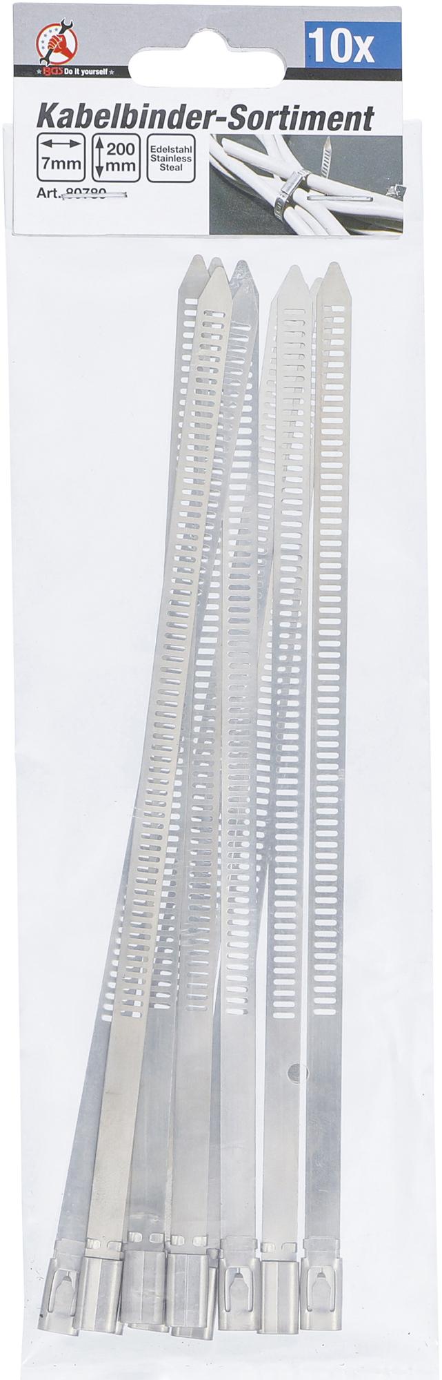 Kabelių jungčių asortimentas | Nerūdijantis plienas | 7,0 x 200 mm | 10 vnt. (80780)
