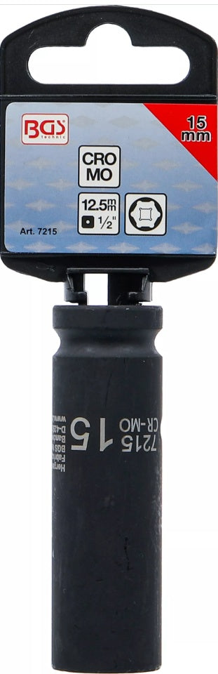 Galvutė smūginė šešiakampė ilga | 12,5 mm (1/2") | 15 mm (7215)