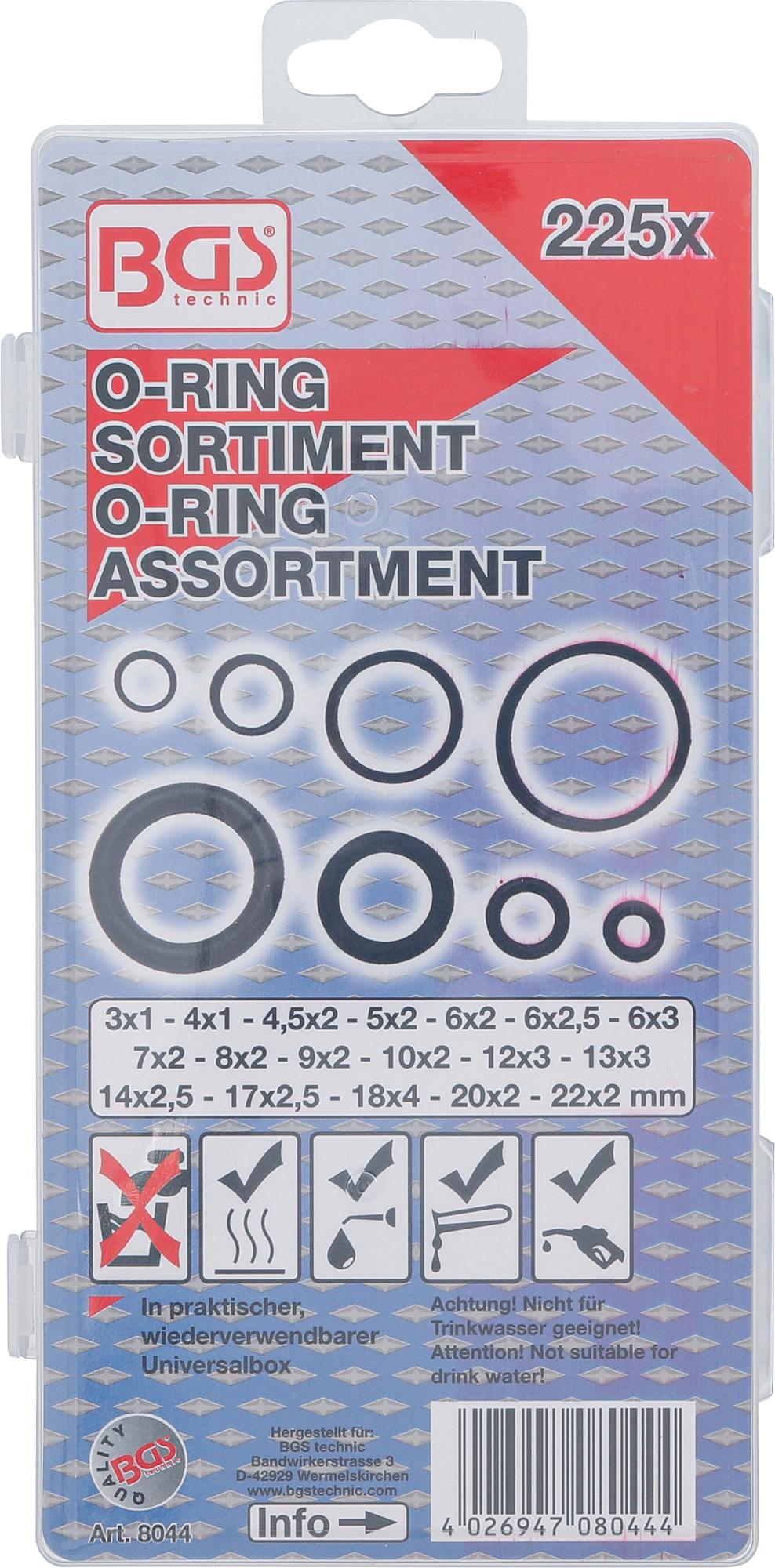 O-RING ASSORTMENT | Ø 3 - 22 MM | 225 PCS. (8044)