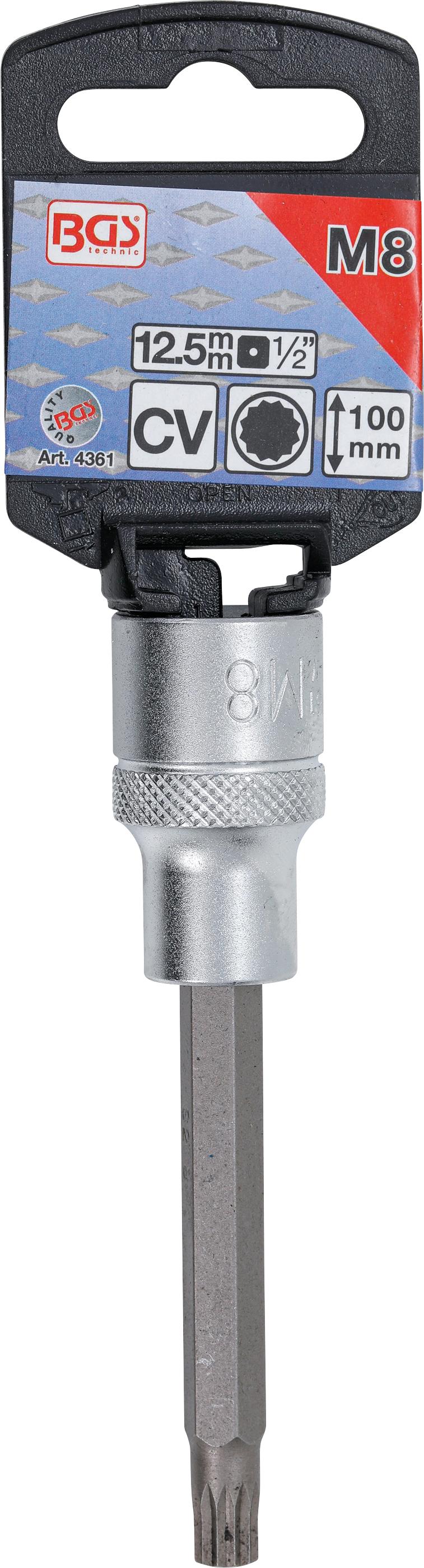Antgalis įpresuotas į galvutę | ilgis 100 mm | 12,5 mm (1/2") | Spline (XZN) | M8 (4361)
