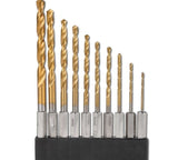 Grąžtų rinkinys su Hex 6.3 mm (1/4") galu | titano nitridas | 1.5 - 6 mm | 10 vnt. (50801)
