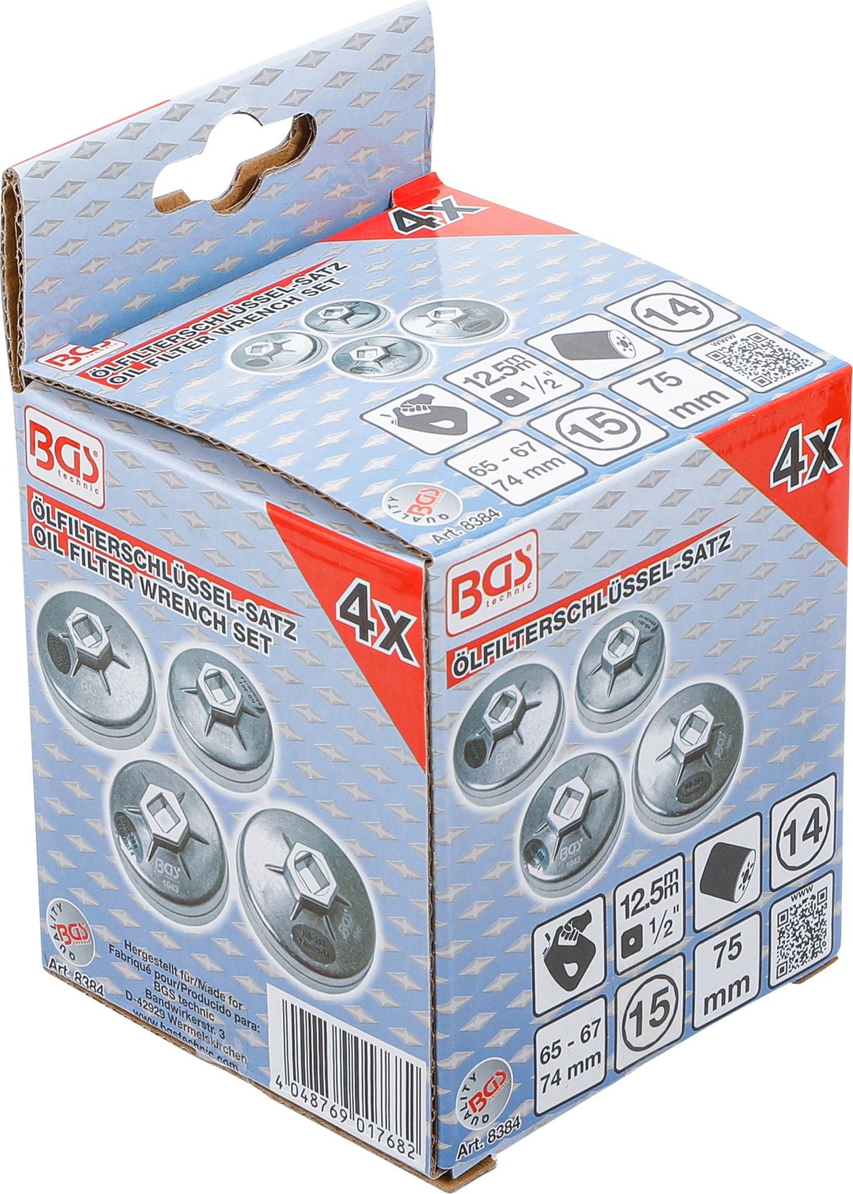 OIL FILTER WRENCH SET | Ø 65 - 75 MM | 4 PCS. (8384)