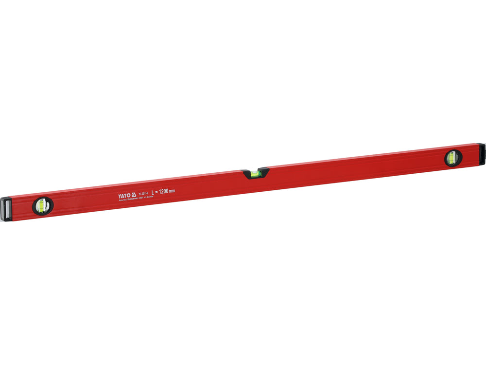 Gulsčiukas aliuminis | BOX level | 1200 mm | su rankenėlėmis | 3 akutės (YT-30114)
