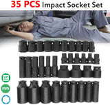 SET OF IMPACT SOCKETS LONG AND SHORT | CR-MO | 8 - 32 MM | 35 PCS. (SS35M)