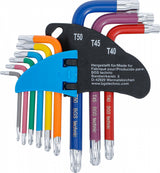 L-TYPE WRENCH SET | MULTICOLOUR | SHORT | T-STAR (FOR TORX) WITH BALL HEAD T10 - T50 | 9 PCS. (74466)