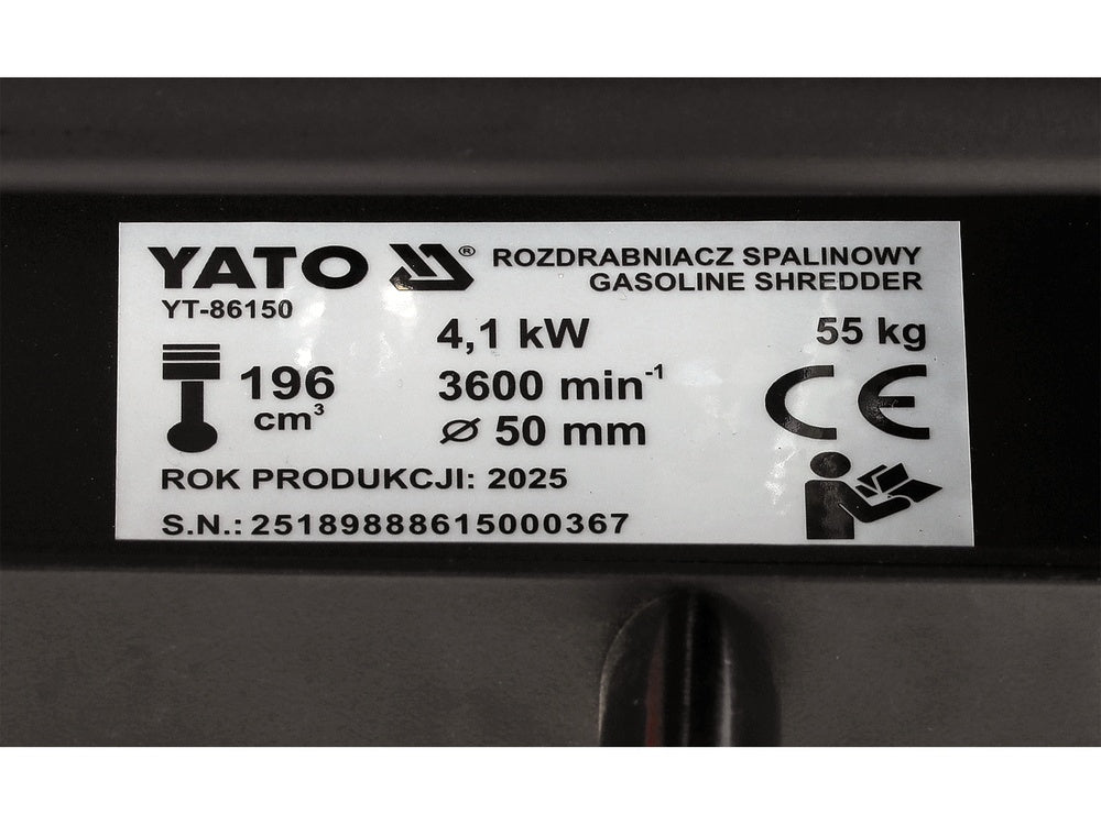 PETROL SHREDDER 196CM3 50MM (YT-86150)