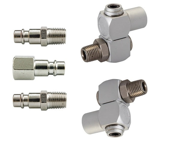Набор пневматических шарниров и наконечников 1/4", 5 шт. (2+3)