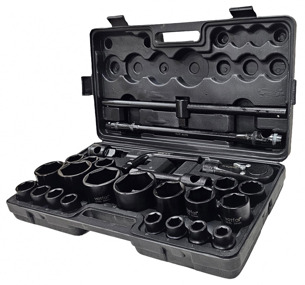 IMPACT SOCKET SET | Cr-Mo | 6-POINT | 25 MM (1") | 20 MM (3/4") | 26 PCS. (H4222626)