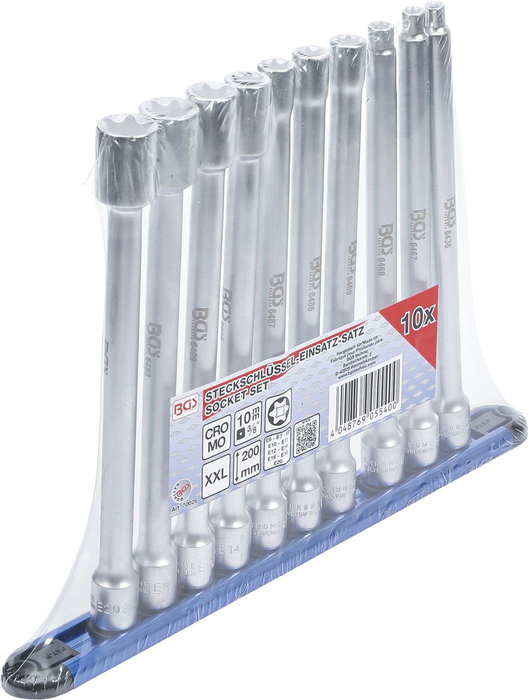 SOCKET SET, E-TYPE | XXL | 10 MM (3/8") DRIVE | E6 - E20 | 10 PCS. (70026)