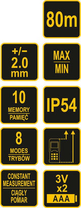 Lazerinis atstumo matuoklis | 0,2-80 m (81794)