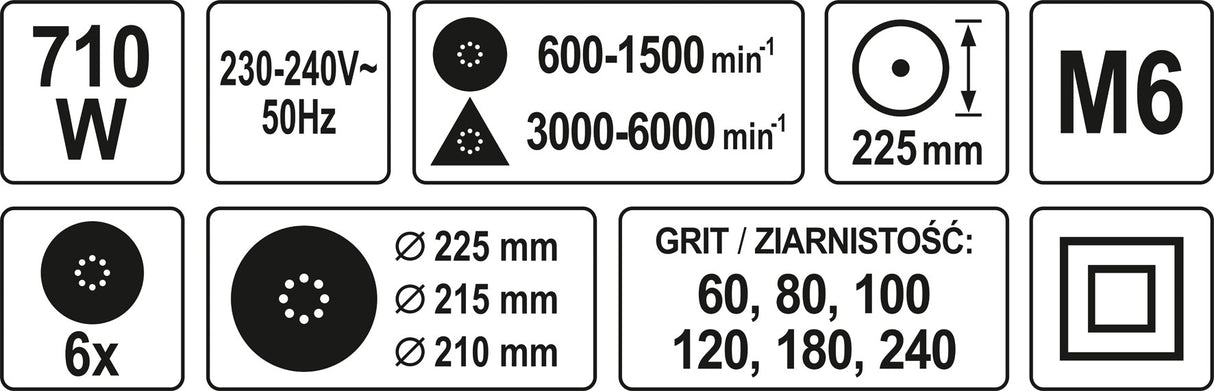 Sienų ir lubų šlifavimo mašinėlė | žirafa | 225 mm | 750W (YT-82350)