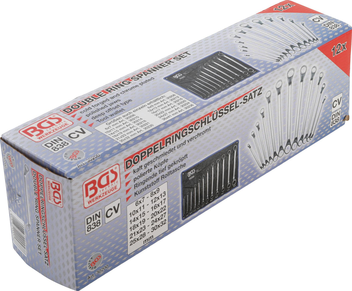 DOUBLE RING SPANNER SET | DEEP OFFSET ENDS | 6 - 32 MM | 12 PCS. (30200)