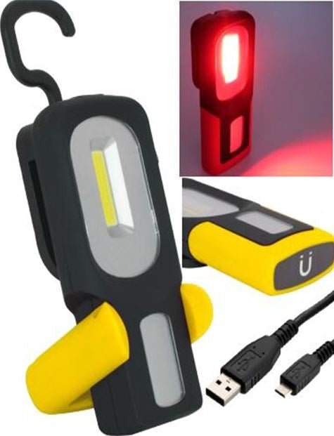 Аккумуляторная рабочая лампа + красный свет | Li-Ion COB LED / USB