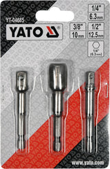 Adapterių komplektas | 6.3 mm (1/4") antgalis | 6.3 mm (1/4") / 10 mm (3/8") / 12,5 mm (1/2") | 3 vnt. (YT-04685)