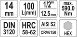 Бита впрессованная в головку 1/2" шестигранник 14 mm x 100 mm