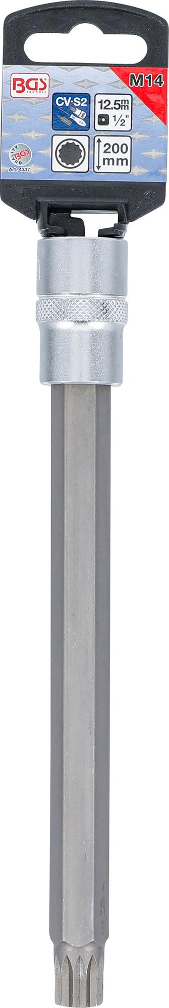 Antgalis įpresuotas į galvutę | ilgis 200 mm | 12,5 mm (1/2") | Spline (XZN) | M14 (4337)