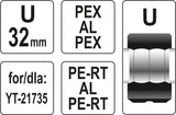 Indėklas U 32 mm presavimo replėms YT-21735 (YT-21743)