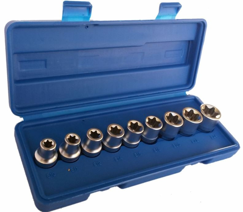 Набор головок E-типа 1/2", 9 шт. E10-E24, 1/2" "Stahlberg"
