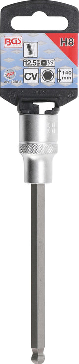 Antgalis įpresuotas į galvutę | ilgis 140 mm | 12,5 mm (1/2") | šešiakampis su šarnyru 8 mm (4258-8)