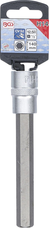 Бита запрессованная в головку | длина 140 mm | 12,5 mm (1/2") | шестигранник 14 mm