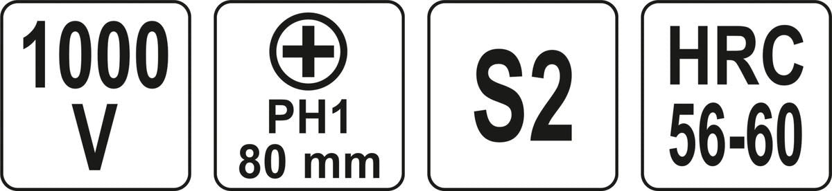 Izoliuotas atsuktuvas elektrikui | 1000V | PH1x80 mm (YT-2822)