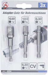 Adapterių komplektas | 6.3 mm (1/4") antgalis | 6.3 mm (1/4") / 10 mm (3/8") / 12,5 mm (1/2") | 3 vnt. (8204)