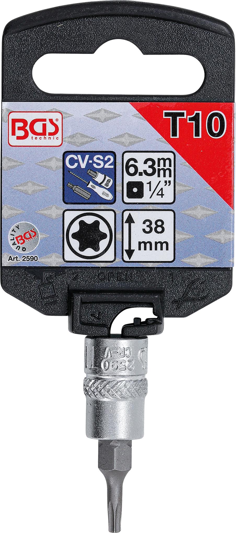 Antgalis įpresuotas į galvutę | 6.3 mm (1/4") | T-Star (Torx) T10 (2590)