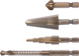 Frezų metalui rinkinys | HSS 4241 | 1/4" (6.3 mm) antgalis | 4 vnt (YT-44705)