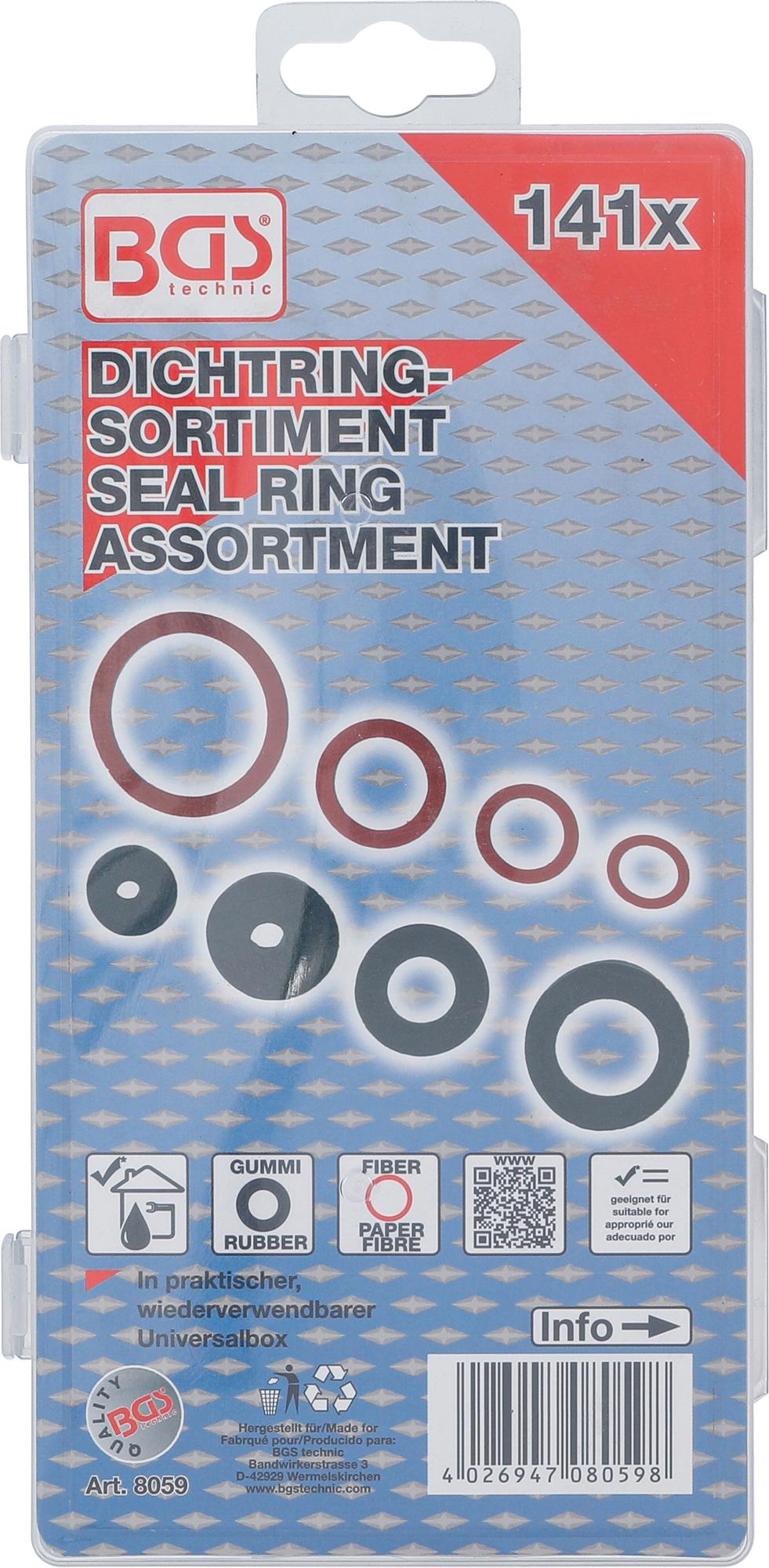 Sandarinimo / santechninių žiedų asortimentas | Guma ir pluoštas | 141 vnt. (8059)