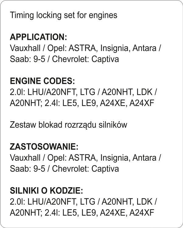 Variklio fiksavimo įrankių rinkinys | Opel / Saab / Chevrolet (YT-06027)