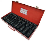 SET OF IMPACT SOCKETS LONG AND SHORT | CR-MO | 8 - 32 MM | 35 PCS. (SS35M)